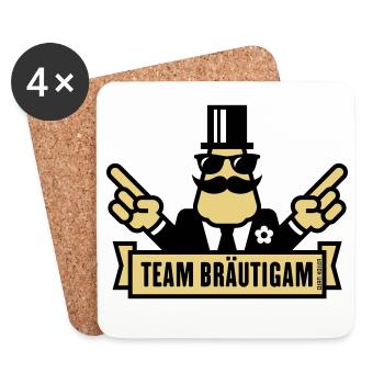 Team Bräutigam Handzeichen (Polterabend JGA / 3C) - Untersetzer (4er-Set) - Weiß - Vorne