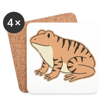 orange toad with retro stripes tabby stripes - Coasters (set of 4) - white - Front