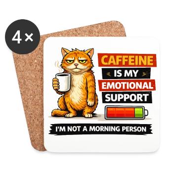 Humeur matinale caféinée pour chat - Dessous de verre (lot de 4) - blanc - Devant