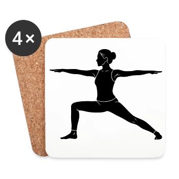 Warrior Yoga Pose Silhouette - Untersetzer (4er-Set) - Weiß - Vorne