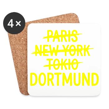 Dortmund, T-shirt de Ruhrpott City, Sweat à capuche, casquette - Dessous de verre (lot de 4) - blanc - Devant