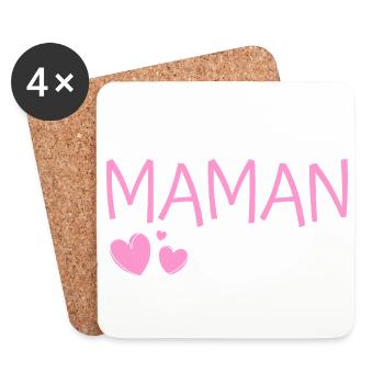 Promue Maman 2026 Cadeau grossesse naissance bébé - Dessous de verre (lot de 4) - blanc - Devant