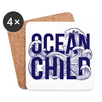 Ocean Gold Wellenkunst - Untersetzer (4er-Set) - Weiß - Vorne