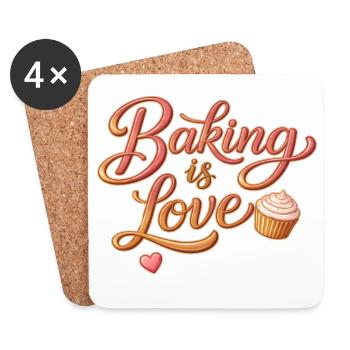 Baking is Love Baking Saying Design - Coasters (set of 4) - white - Front