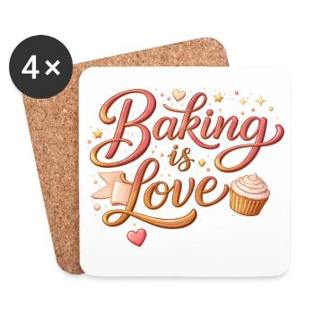 Baking is Love Baking Saying Design - Coasters (set of 4) - white - Front