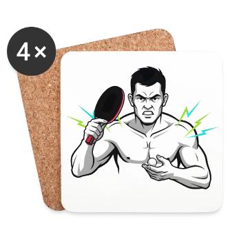 Tennis de table, Tennis de table, Sports de balle de Binge - Dessous de verre (lot de 4) - blanc - Devant