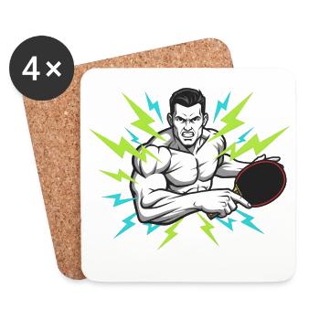 Tennis de table, Tennis de table, Sports de balle de Binge - Dessous de verre (lot de 4) - blanc - Devant