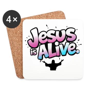 Jesus lebt christliches Auferstehungsdesign - Untersetzer (4er-Set) - Weiß - Vorne