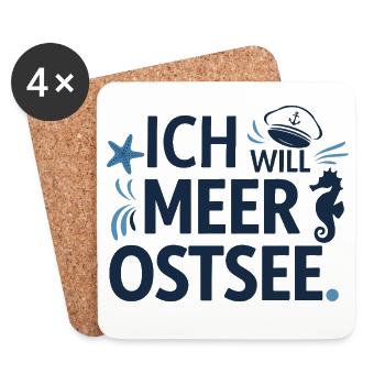  Ich Will Meer Ostsee Spruch Für Ostsee Urlauber - Untersetzer (4er-Set) - Weiß - Vorne
