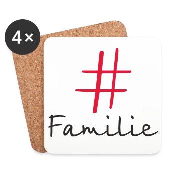 #Familie – Modernes Hashtag Textdesign - Untersetzer (4er-Set) - Weiß - Vorne