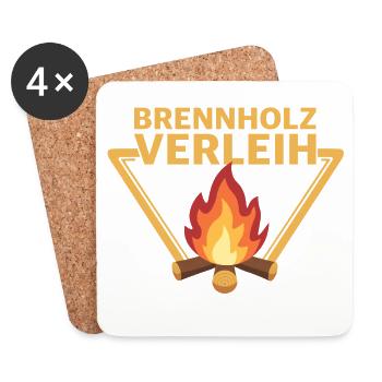 Brennholz Verleih Logo Lagerfeuer - Untersetzer (4er-Set) - Weiß - Vorne