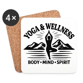 Body Mind Spirit Yoga Wellness Mountains - Coasters (set of 4) - white - Front