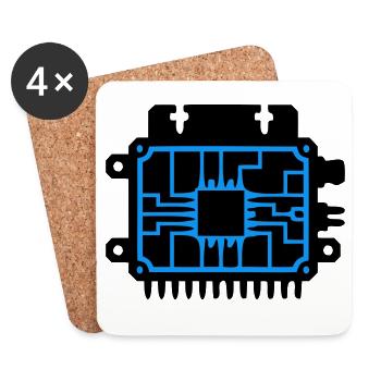 Logo informatique du PCB Microchip - Dessous de verre (lot de 4) - blanc - Devant