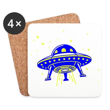 UFO – Visit from another galaxy - Coasters (set of 4) - white - Front