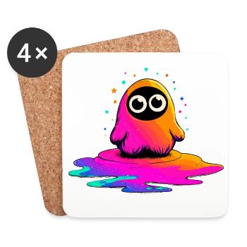 Neon figure on splashes of paint - Coasters (set of 4) - white - Front