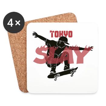 Tokyo Slay Skateboard-Design - Untersetzer (4er-Set) - Weiß - Vorne