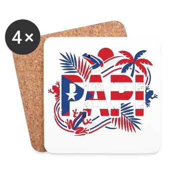 Papi Porto Rico Drapeau Grenouille Tropiques - Dessous de verre (lot de 4) - blanc - Devant