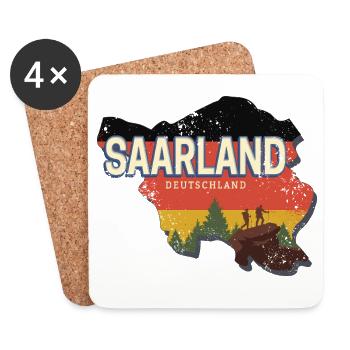Saarland Deutschland Bundesland Landkarte Souvenir - Untersetzer (4er-Set) - Weiß - Vorne