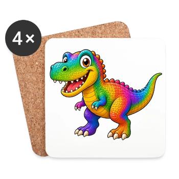 Colorful dinosaur cartoon funny animal - Coasters (set of 4) - white - Front