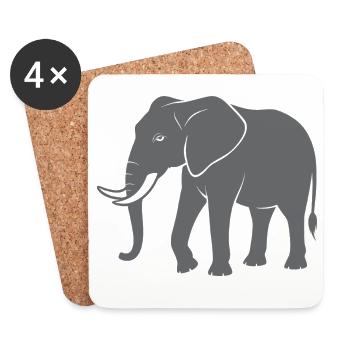 Éléphant - Dessous de verre (lot de 4) - blanc - Devant