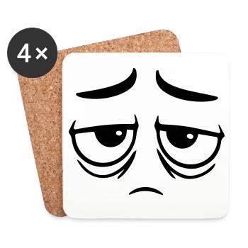 Grumpy sad disappointed face funny - Coasters (set of 4) - white - Front