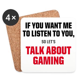Talk About Gaming Funny Gamer Video Game Quote - Untersetzer (4er-Set) - Weiß - Vorne