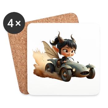 Abenteuerkobold im Sandwagen - Untersetzer (4er-Set) - Weiß - Vorne
