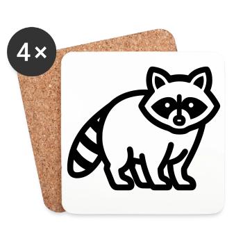 raccoon - Coasters (set of 4) - white - Front