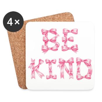 Be Kind Pink Bow T-Shirt Coquette Aesthetic - Coasters (set of 4) - white - Front