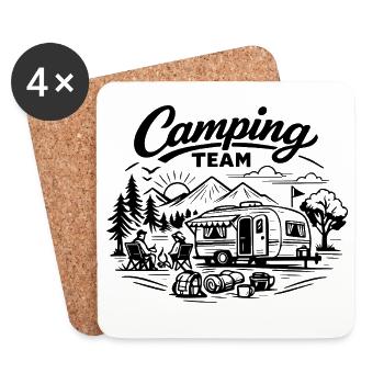 Camping Team Wagen  - Untersetzer (4er-Set) - Weiß - Vorne
