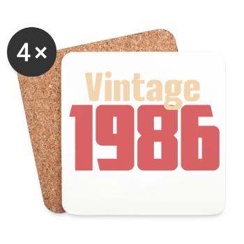 Art Déco 40 Ans Quarantaine Cadeau Rétro 1986 - Dessous de verre (lot de 4) - blanc - Devant
