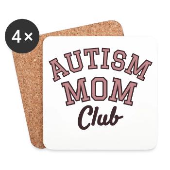 Autism Mom Club Retro Varsity Design - Coasters (set of 4) - white - Front