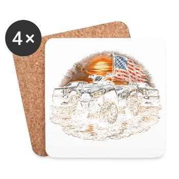 ATV Quad Biking Quad Quad Riders - Coasters (set of 4) - white - Front