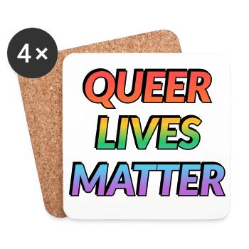 Queer Lives Matter Regenbogen - Untersetzer (4er-Set) - Weiß - Vorne