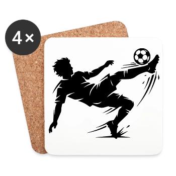 Silhouette de ballon de football en hauteur - Dessous de verre (lot de 4) - blanc - Devant