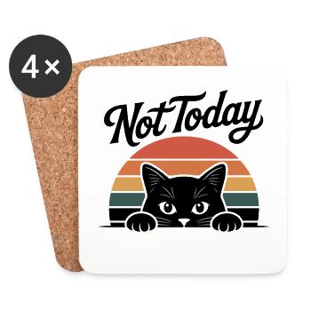 Cats Retro Silhouette Not Today - Coasters (set of 4) - white - Front