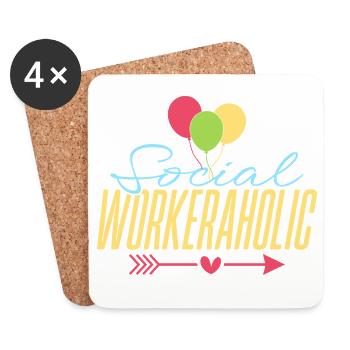 Social Worker Quota Workeraholic Social Work - Coasters (set of 4) - white - Front