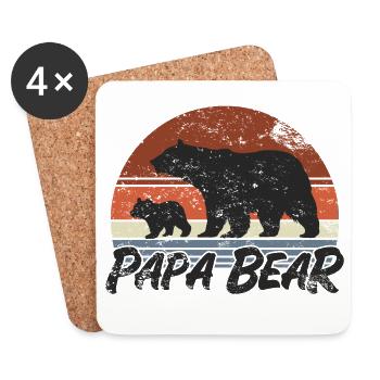 Papa Ours - Cadeau de la fête des pères - Dessous de verre (lot de 4) - blanc - Devant