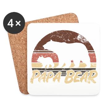 Papa Ours - Cadeau de la fête des pères - Dessous de verre (lot de 4) - blanc - Devant