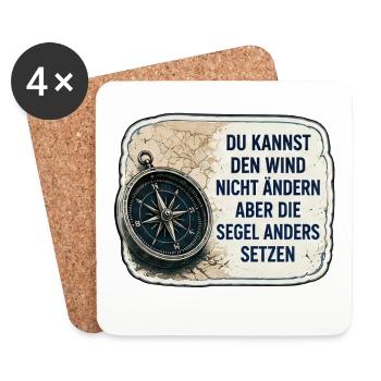 Du kannst den Wind nicht ändern  - Untersetzer (4er-Set) - Weiß - Vorne