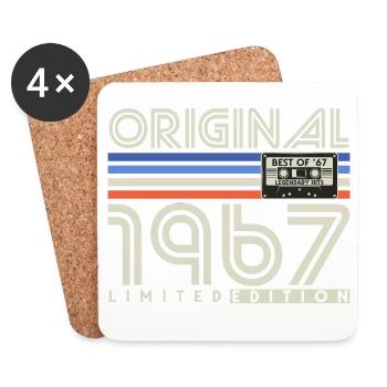Cadeau rétro original d’anniversaire vintage de 1967 - Dessous de verre (lot de 4) - blanc - Devant