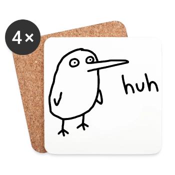 Huh, lustiger verwirrter Derpy-Vogel - Untersetzer (4er-Set) - Weiß - Vorne
