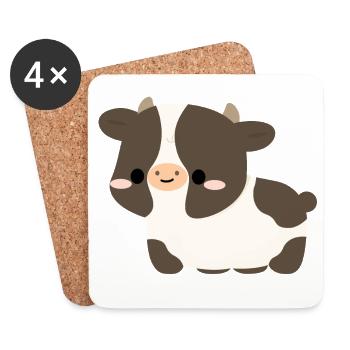 Cartoon de vache Galloway ceinturé Estampe Chaleureuse - Dessous de verre (lot de 4) - blanc - Devant