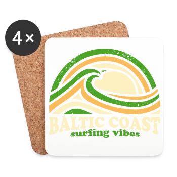 Baltic Coast Surf Design – Retro Green - Coasters (set of 4) - white - Front