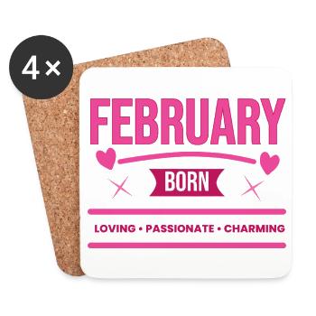 February Born Hearts - Coasters (set of 4) - white - Front