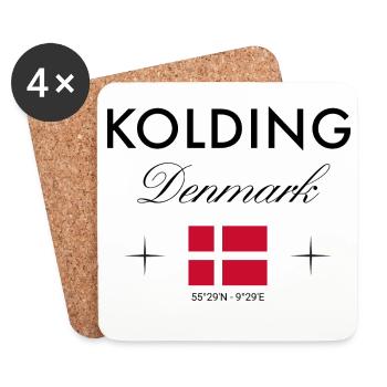 Kolding, Denmark, coordinates, travel, souvenir - Coasters (set of 4) - white - Front