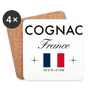 Cognac Frankreich Koordinaten Reise Souvenir - Untersetzer (4er-Set) - Weiß - Vorne