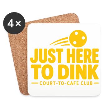 Just Here to Dink Pickleball Butter Yellow Court - Coasters (set of 4) - white - Front