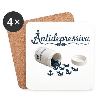 Antidepressive Anker Glitter Logo - Untersetzer (4er-Set) - Weiß - Vorne
