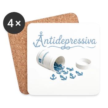 Anker-Antidepressiva Design - Untersetzer (4er-Set) - Weiß - Vorne